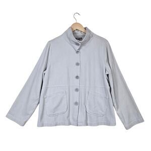 Habitat Corduroy Jacket M Gray Wide Wale Pockets Button Front Cotton Lagenlook